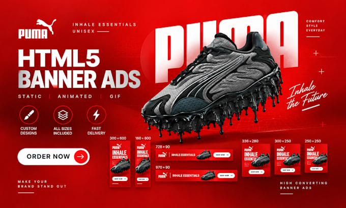 design HTML5 animated banner ads, display ads or adroll