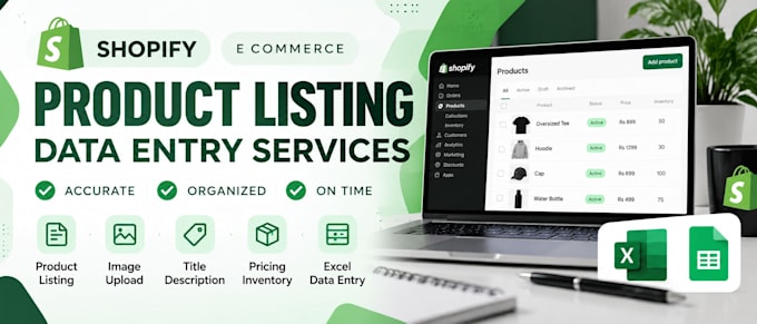 do shopify product listing and ecommerce data entry