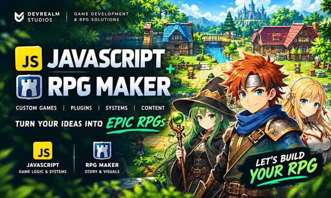develop rpg maker games, javascript plugins and custom systems for mv and mz