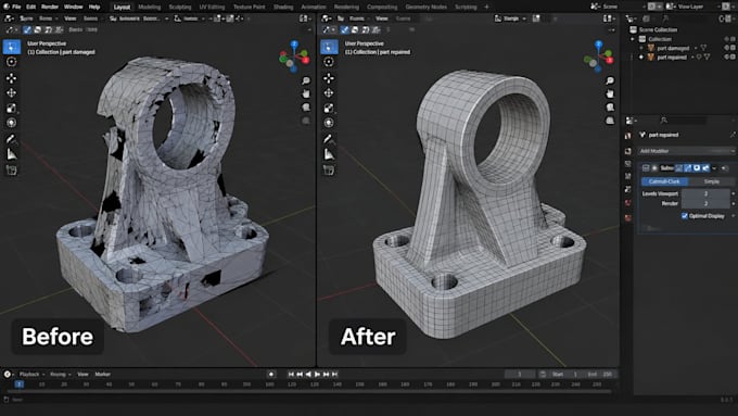 modify, edit, fix stl file repair obj file mesh cleanup 3d model for 3dprinting
