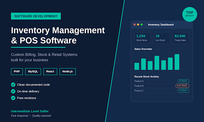 create inventory, stock and billing software for your business
