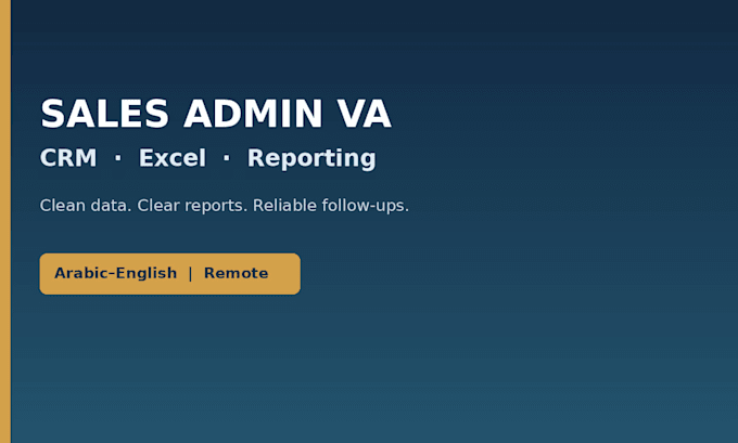 be your admin VA for CRM excel and reporting