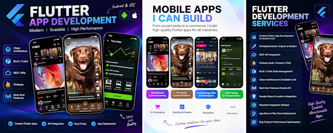 develop and fix professional flutter mobile apps for android and ios