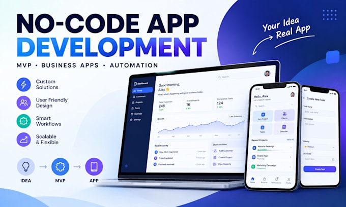 build no code app mvp for business using bubble automation adalo workflow glide