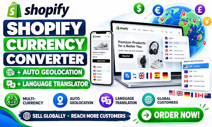 setup shopify currency converter with auto geolocation language translator