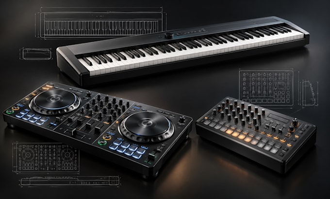 design digital piano, keyboard, drum machine,dj controller, audio mixer products