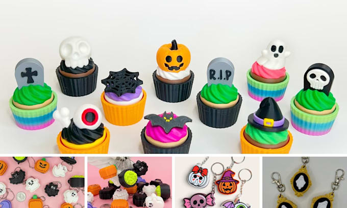 design 3d halloween fidget clicker toys and spooky keychain models