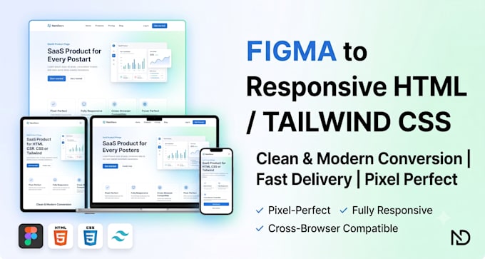 convert figma to responsive HTML CSS or tailwind