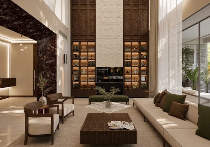 redraft 2d floor plan to 3d interior layout,modern basement,cozy space rendering