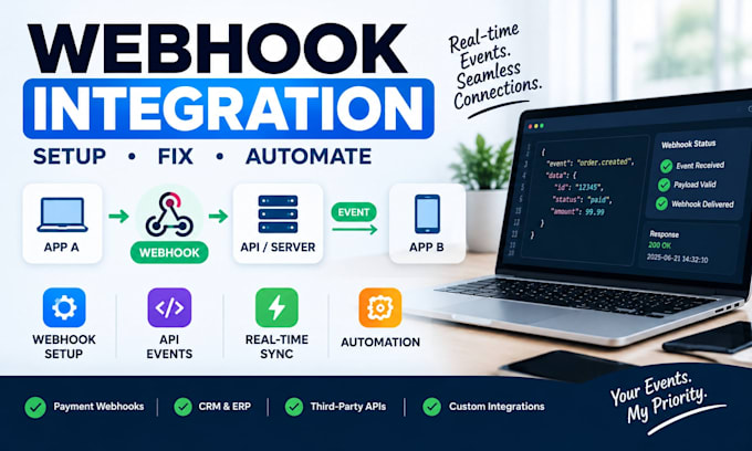setup, fix and integrate API webhooks for your application
