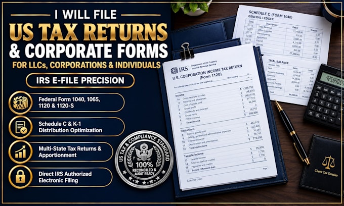 file your US tax returns, llc, and corporate tax forms with irs precision