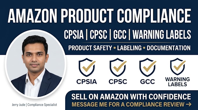handle cpsia, cpsc, gcc, amazon product and warning label compliance