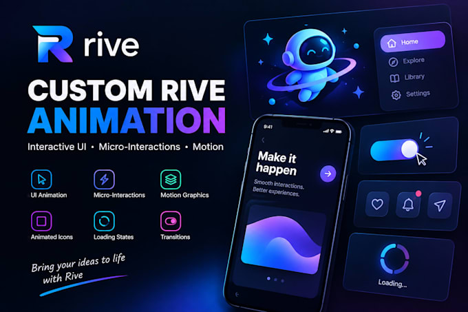 create interactive rive animations for web apps and UI