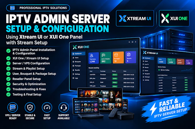 setup xtream ui and xui panel, drm script, restream setups and security