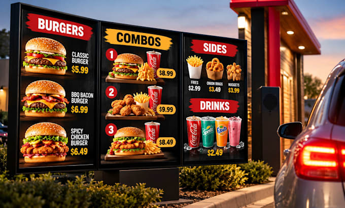 design drive thru menu board and fast food menu display