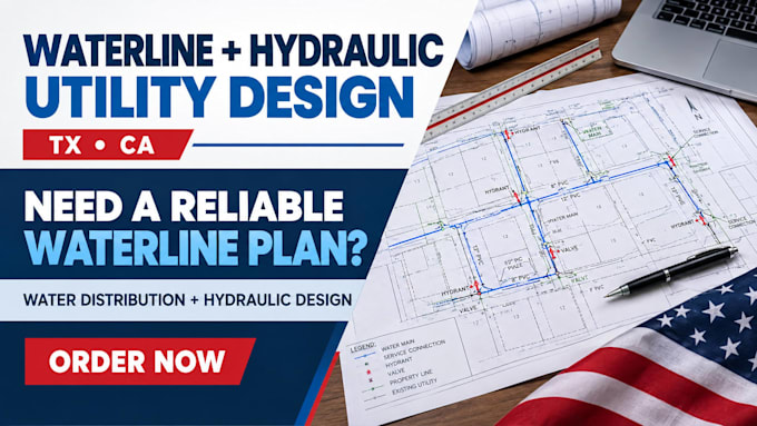 civil engineering, waterline, hydraulic utility hydrology design tx, ca