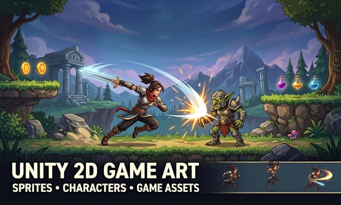 create unity 2d game art, sprites, characters and game assets for your project
