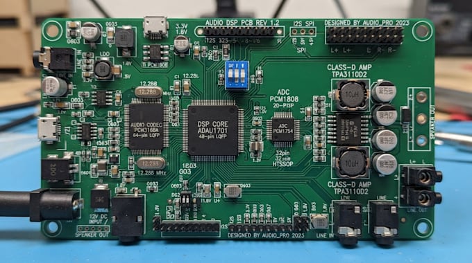 design dsp audio pcb with codec dac adc and amplifier integration