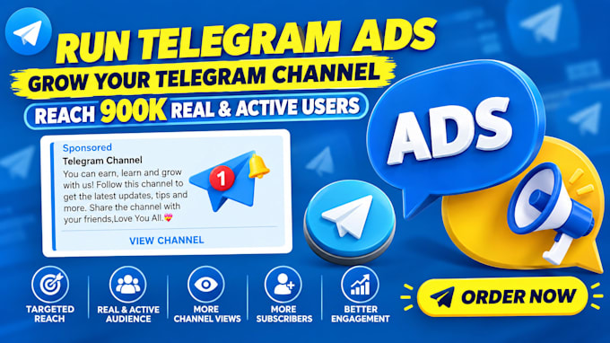 run telegram ads to grow your telegram channel reach 900k real and active users
