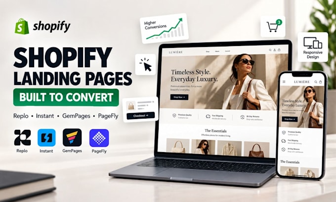 build a shopify landing page using replo, gempages, pagefly