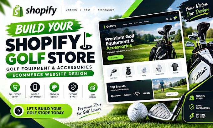 build shopify golf store golf equipment accessories ecommerce website design