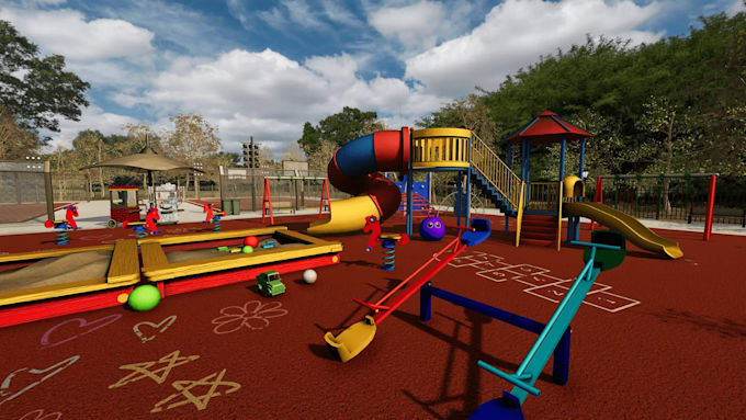 build 3d outdoor playground design, park playground, themed playground, playarea