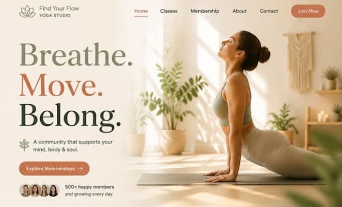 design squarespace yoga studio website wellness classes retreat booking website