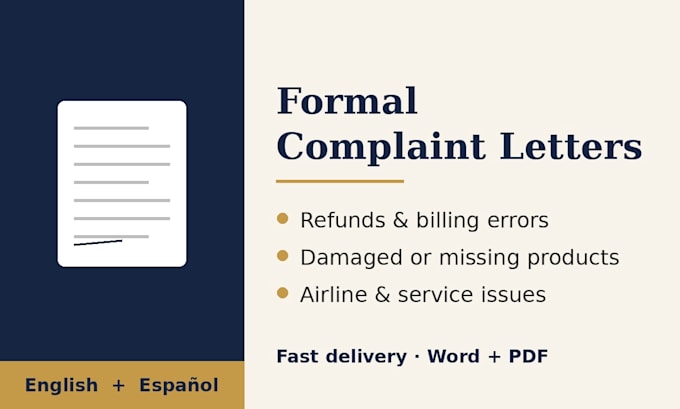 write a formal complaint letter to get your refund