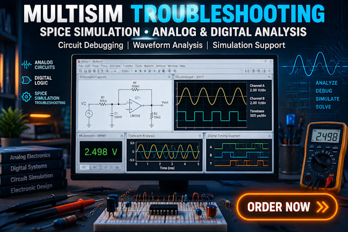 multisim circuit troubleshooting, spice simulation, analog digital analysis