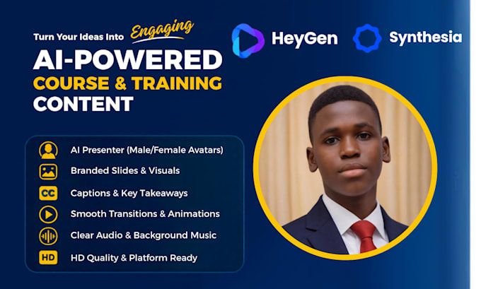 create elearning video ai course video using synthesia and heygen, creatomate
