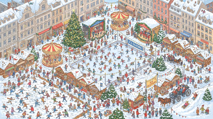 create cartoon vector map like where waldo