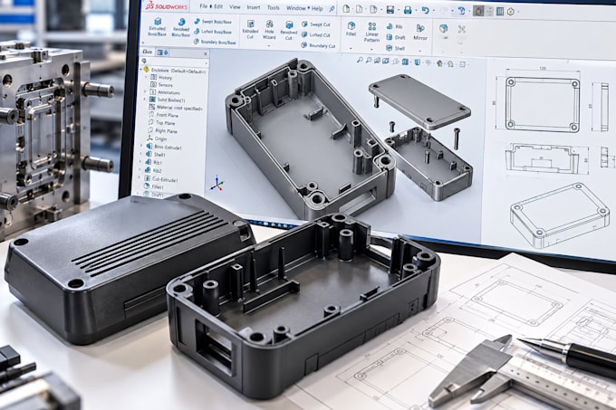 do injection molding dfm plastic cad part solidwork fusion360 manufctuing design