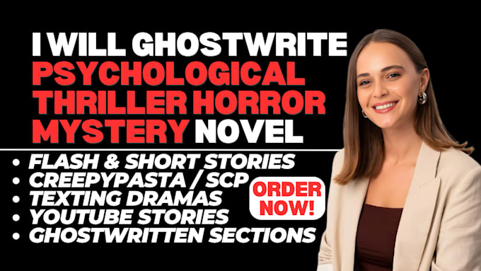ghostwrite your psychological thriller horror novel as a published amazon author