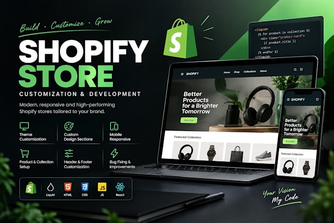 customise and build a modern responsive shopify store