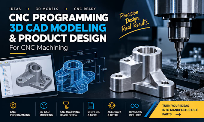 do cnc programming, 3d cad modeling, and product design for cnc machining