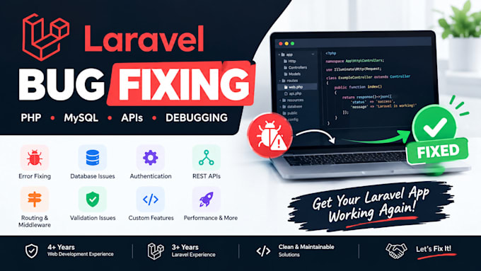 fix laravel bugs and issues in your laravel application