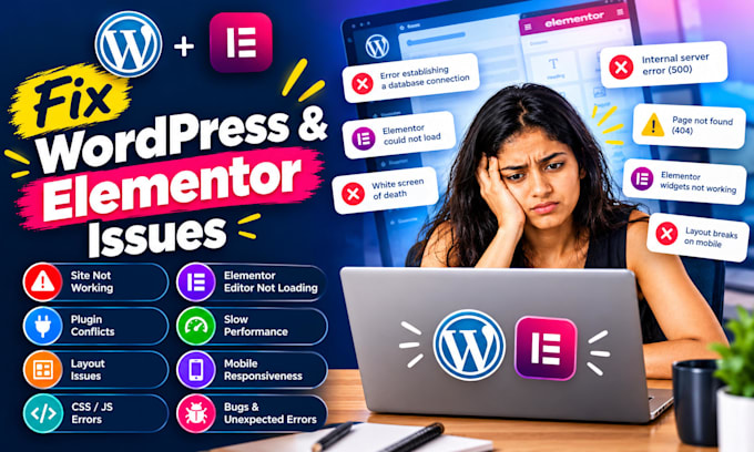 fix wordpress elementor bugs, errors, issues and layout