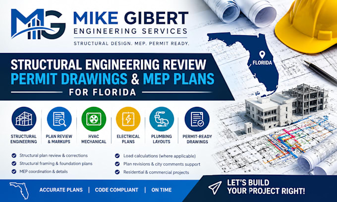 structural engineering review, permit drawings and mep plans for florida