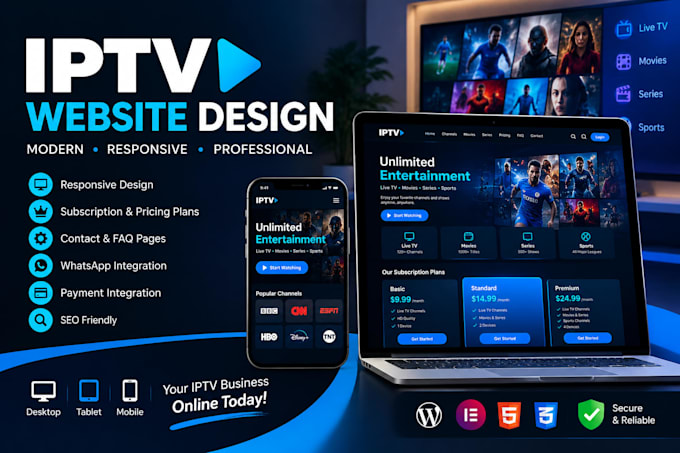design and develop a professional iptv streaming website