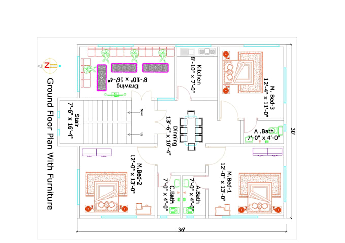 create a professional 2d autocad floor plan with dimensions