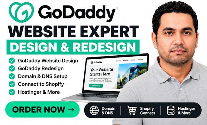 connect godaddy website redesign godaddy domain to shopify hostinger develop