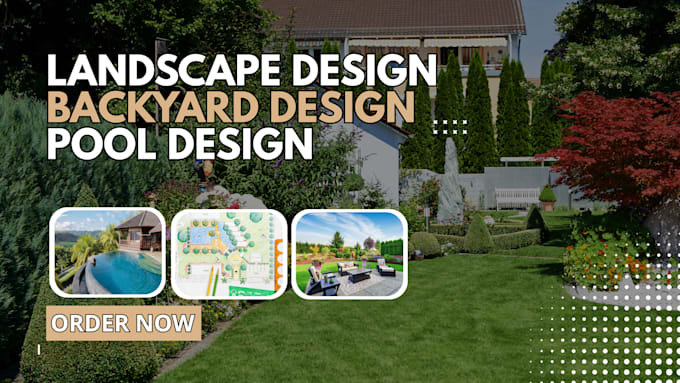 do 2d 3d landscape design, pool, garden design, frontyard, backyard in blender