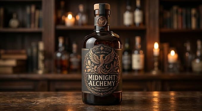 create a spirits brand bottle logo design