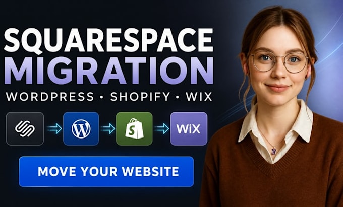 migration squarespace website, migration to wordpress shopify wix and fix errors