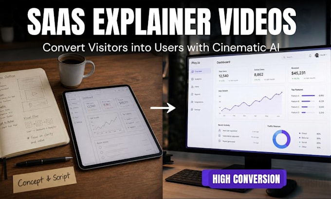 reate cinematic ai saas explainer videos and app promos