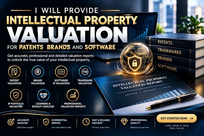provide intellectual property valuation for patents brands and software