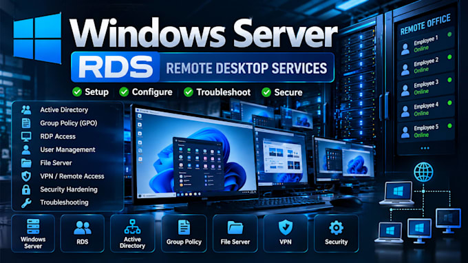 set up windows server rds for remote employees