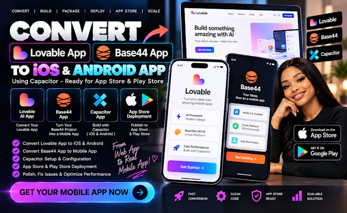convert lovable app base44 app to ios android capacitor app store lovable ai app