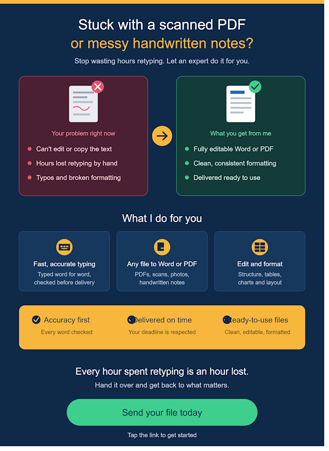 retype scanned doc or written notes fastly accurately