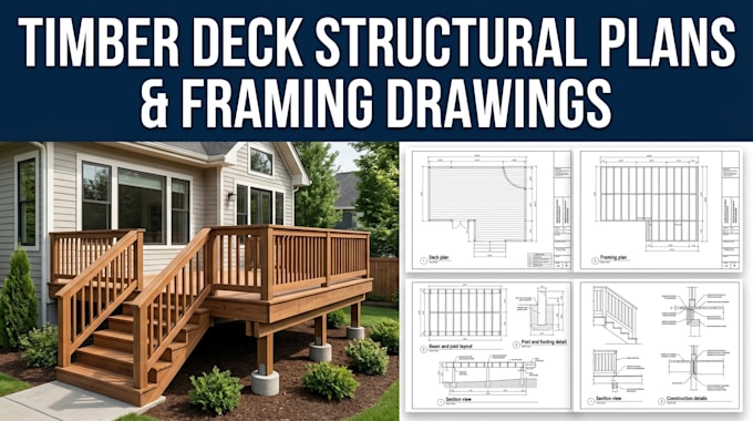 timber deck structural plans and framing drawings